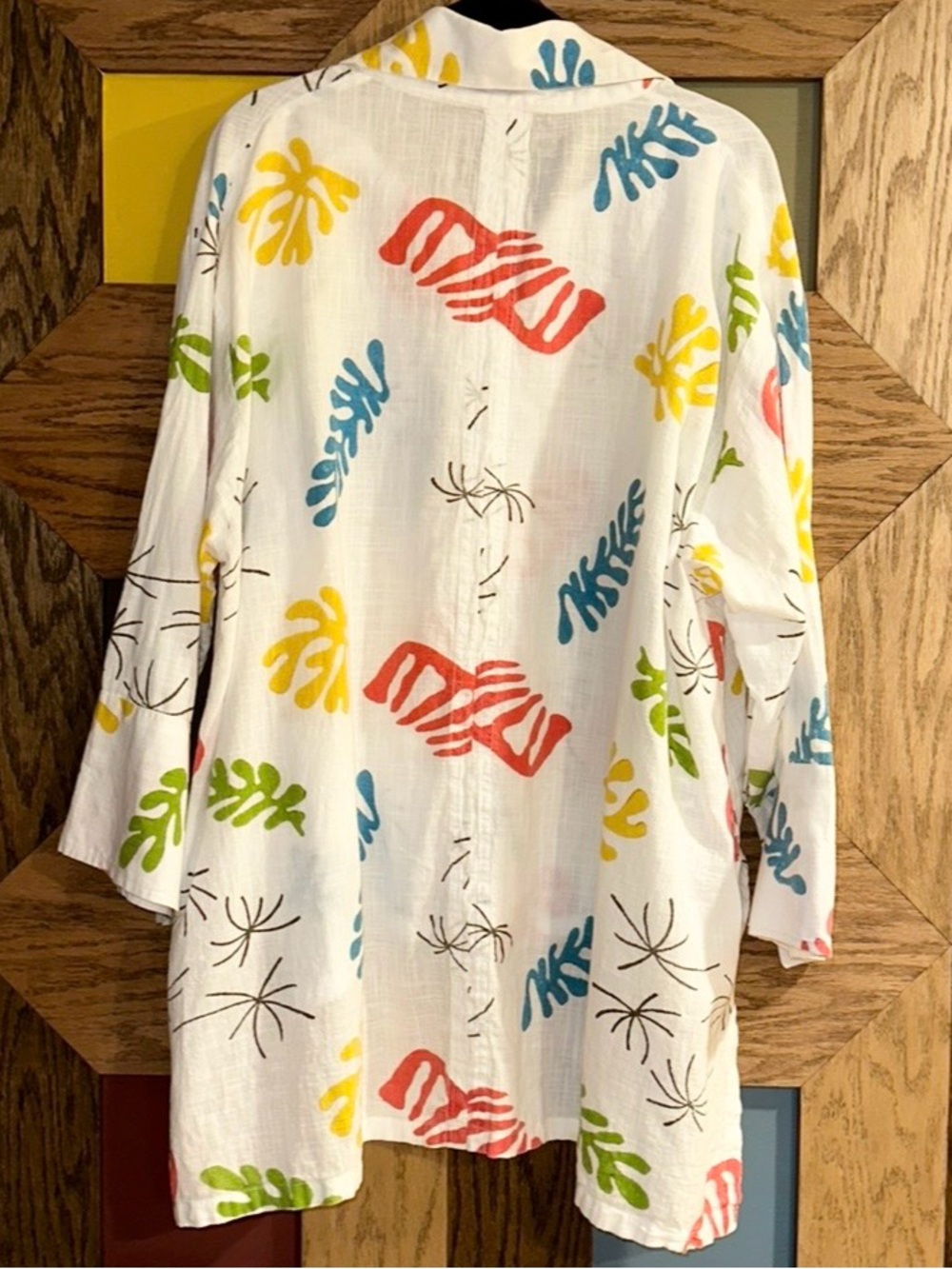 Dilemma New York Shirt 100% Organic Cotton Matisse Abstract Art to Wear Sz L/XL - Picture 2 of 8